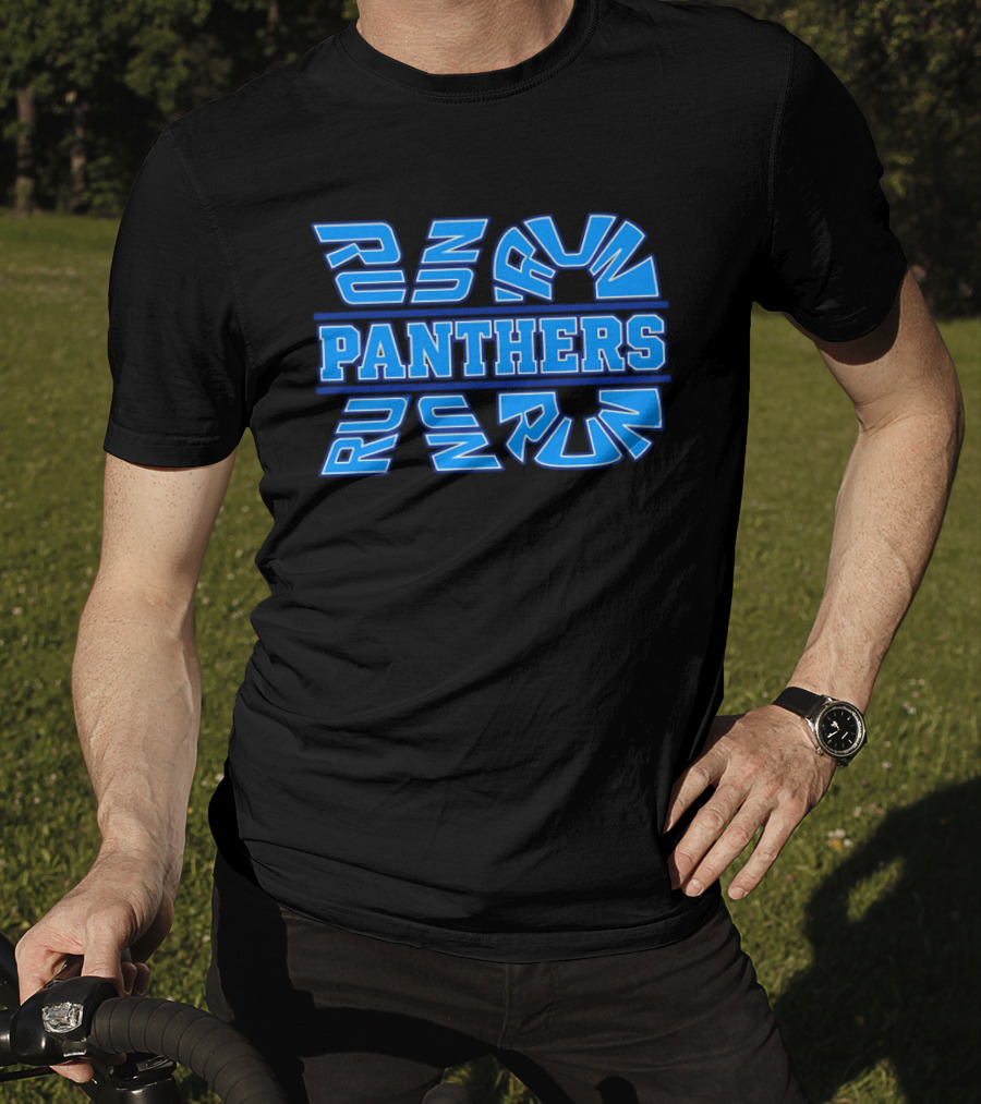 Run Panthers Repeated Blue Kinetic Athletic Block T-Shirt
