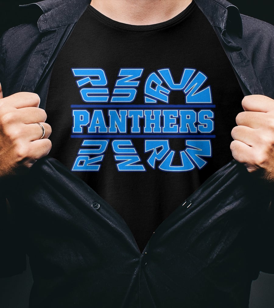 Run Panthers Repeated Blue Kinetic Athletic Block T-Shirt