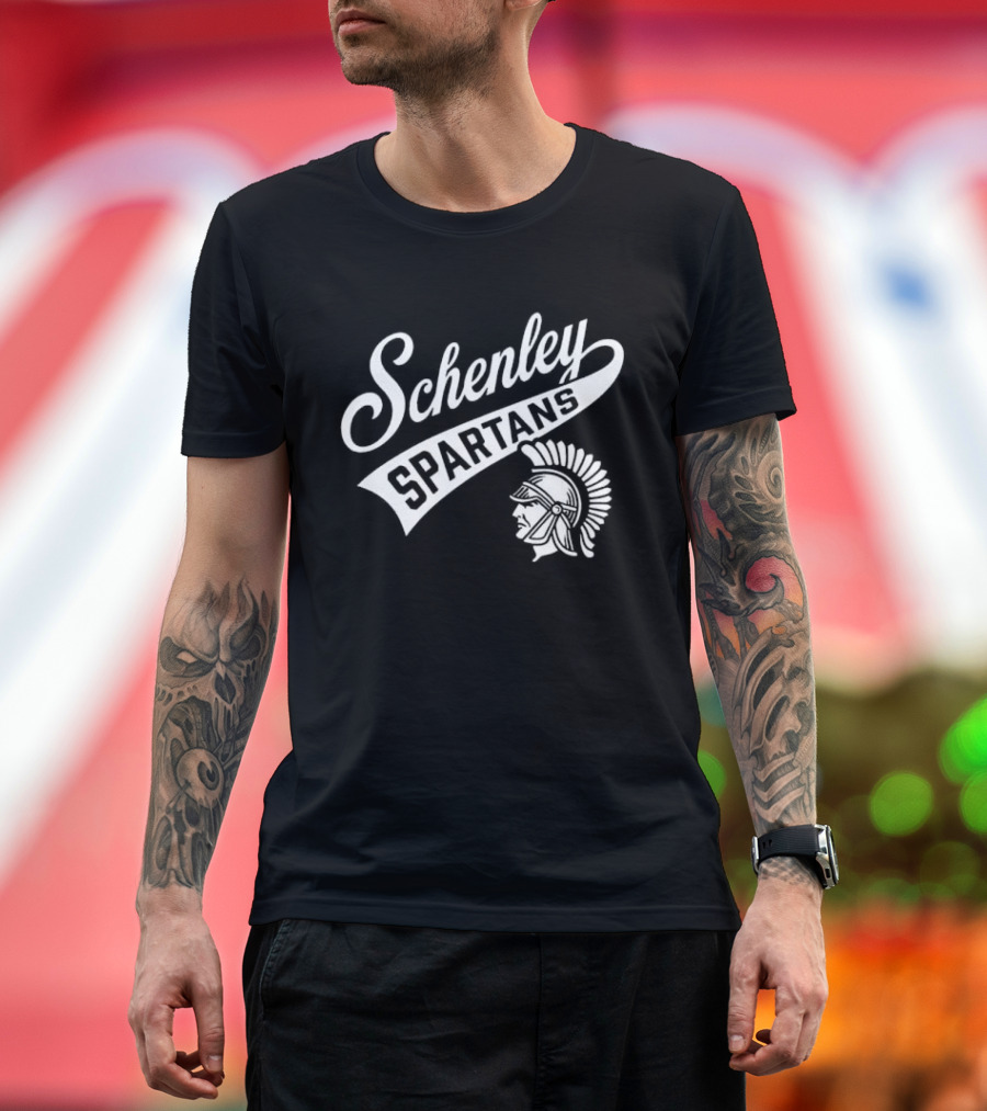 Schenley Spartans Cursive Script Banner Helmet Crest T-Shirt