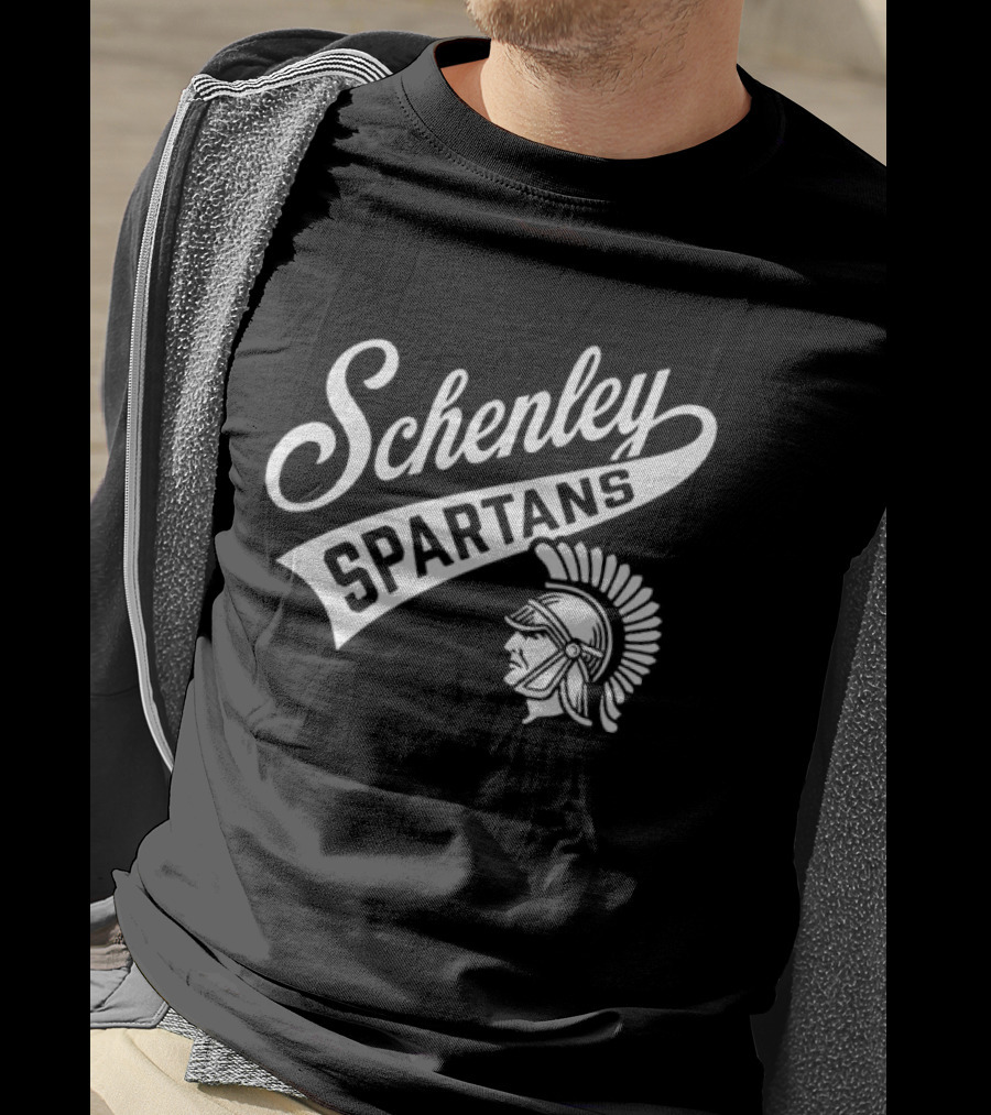 Schenley Spartans Cursive Script Banner Helmet Crest T-Shirt