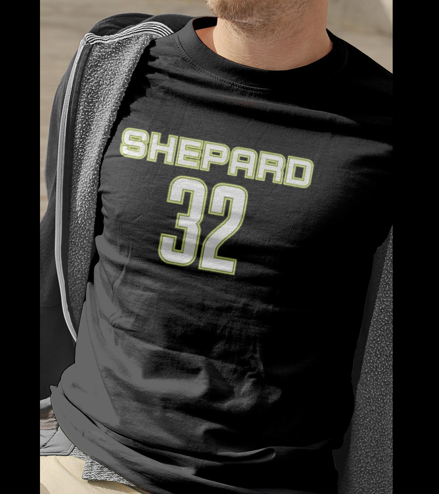 Shepard 32 Lime Green Athletic Block Lettering Jersey T-Shirt