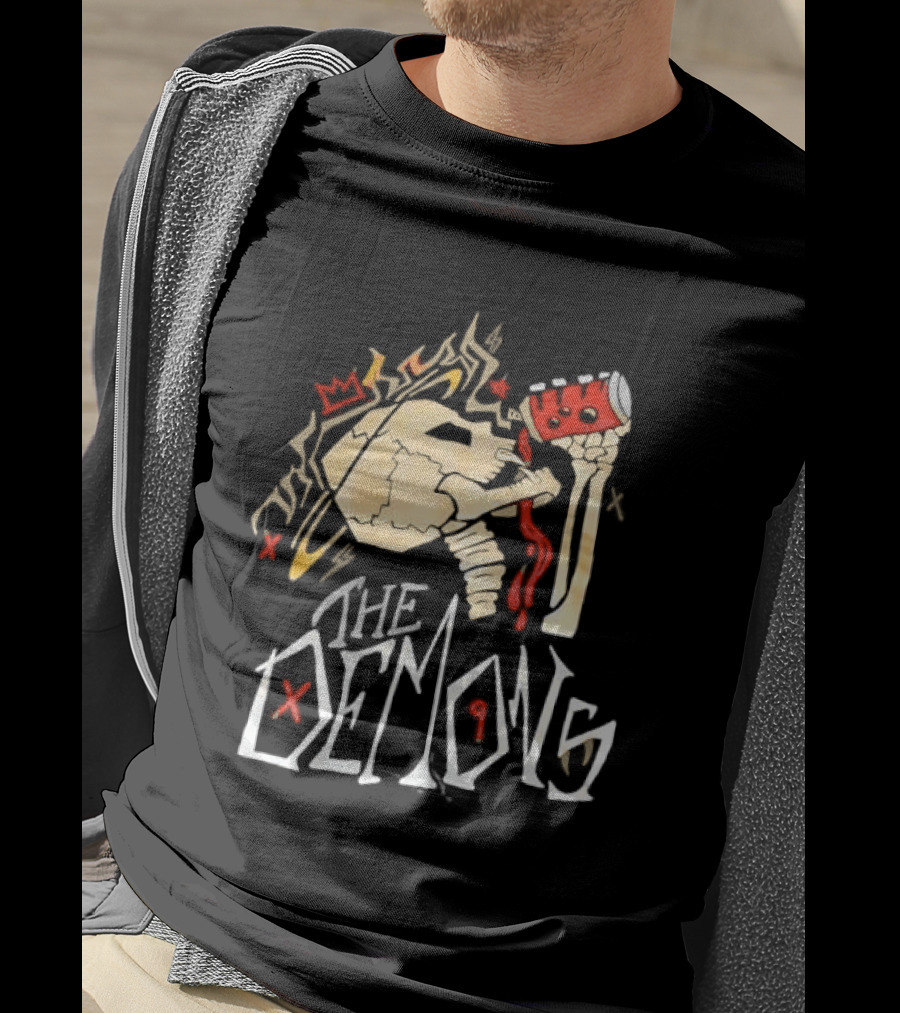 The Demons Crowned Skeleton Skull Drinking Spray Can T-Shirt