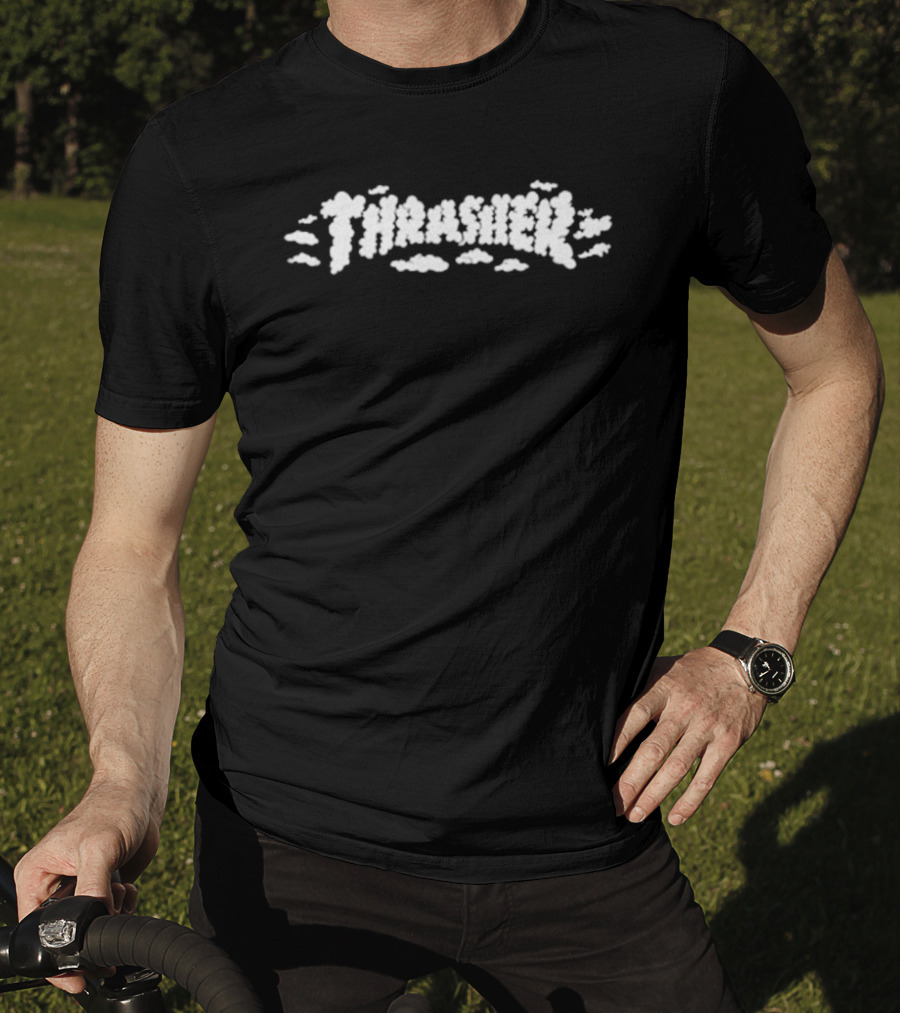 Thrasher Clouds Spanky Skateboard Magazine White T-Shirt