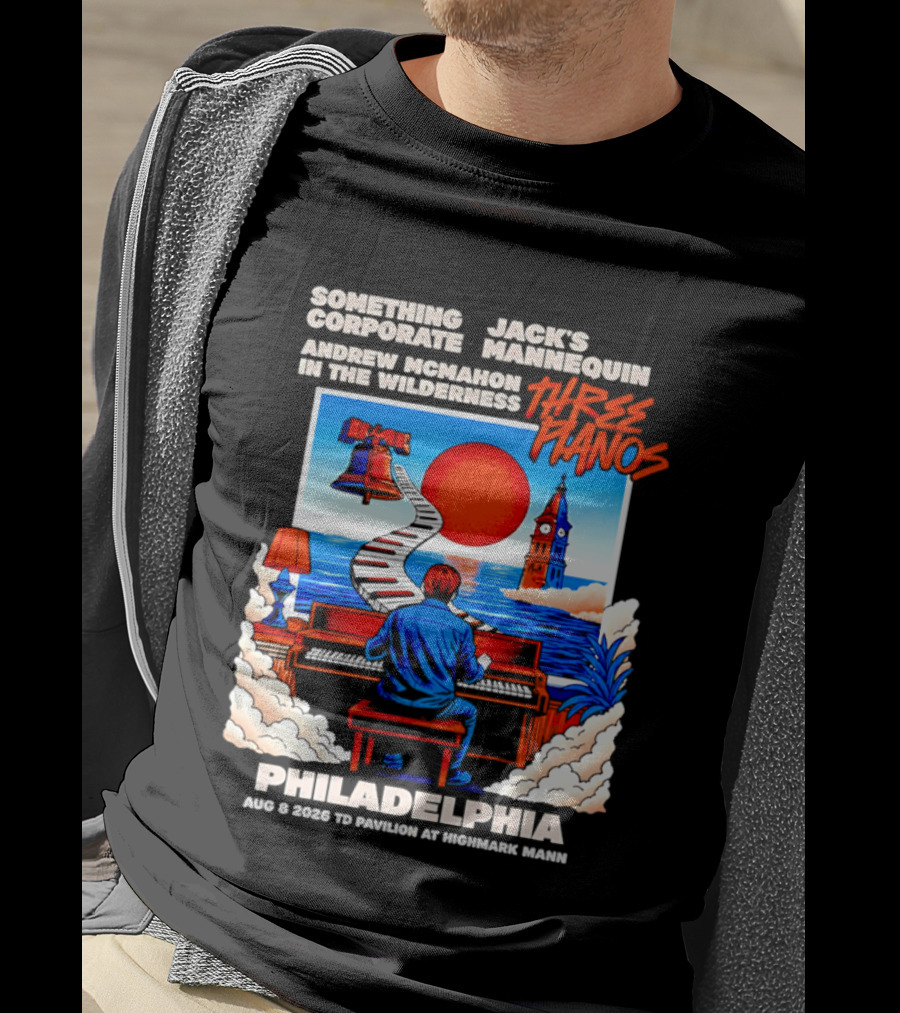 Something Corporate Jack's Mannequin Andrew McMahon Three Pianos Philadelphia Aug 08 2026 T-Shirt