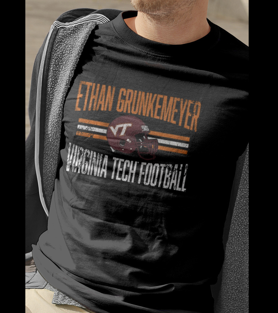 Ethan Grunkemeyer Virginia Tech Football VT Helmet T-Shirt