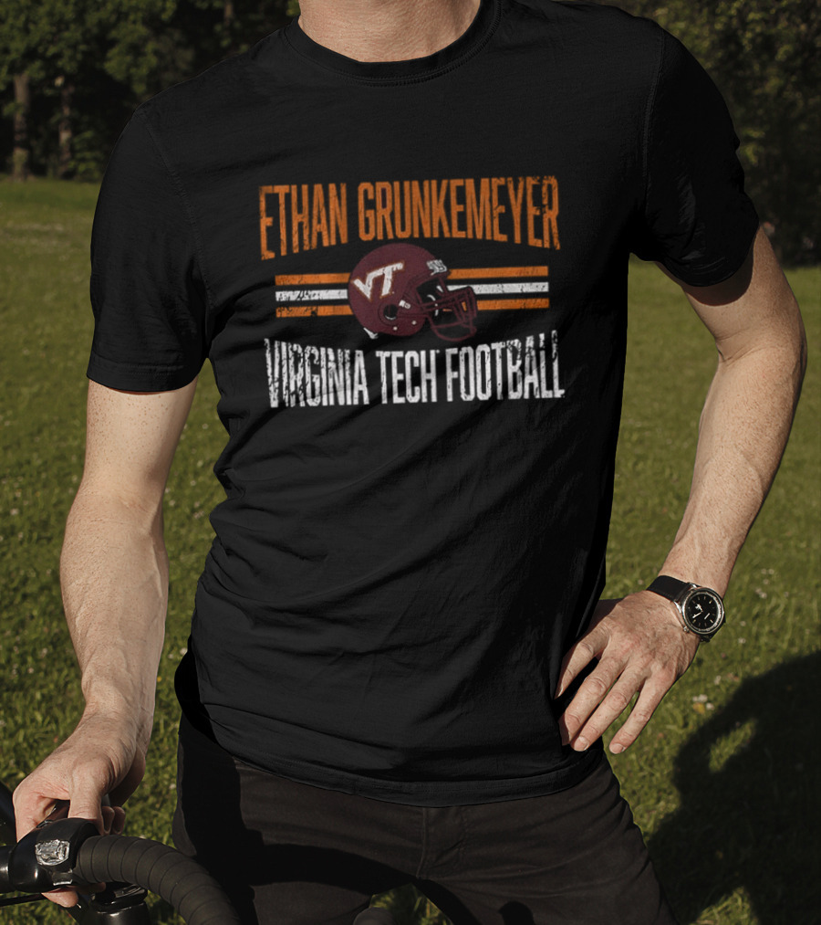 Ethan Grunkemeyer Virginia Tech Football VT Helmet T-Shirt