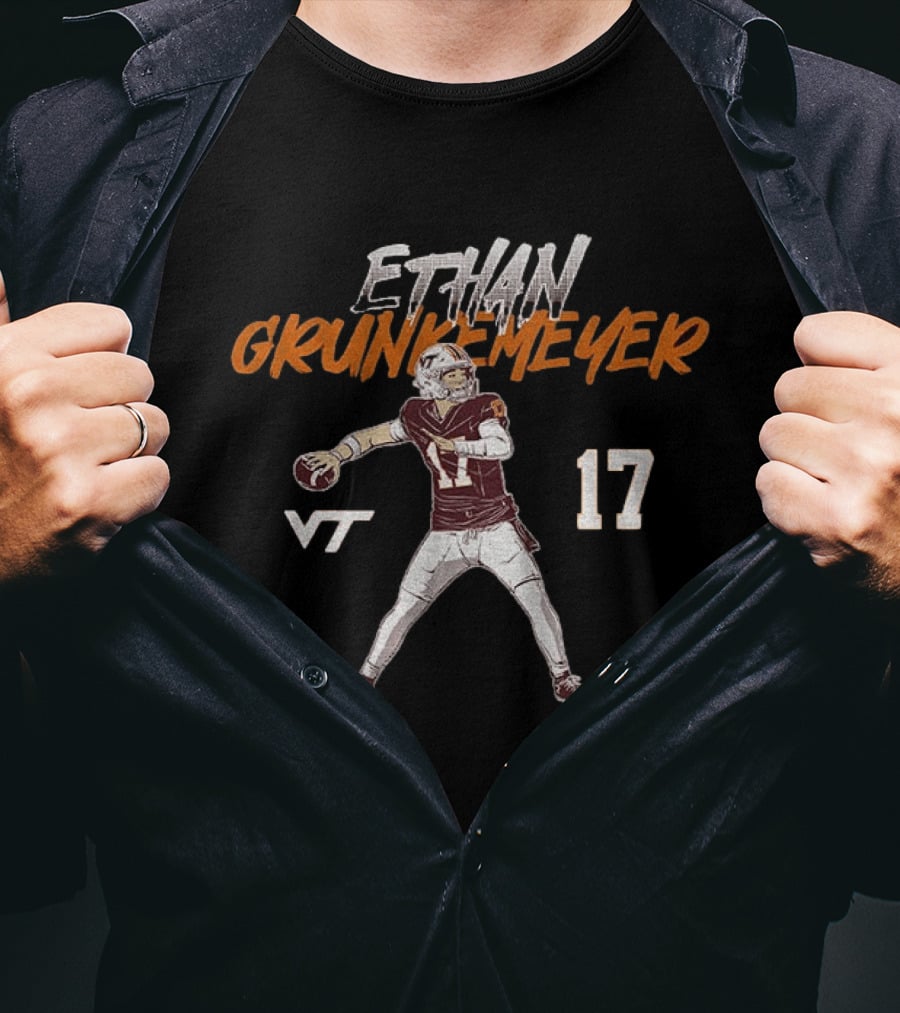 Ethan Grunkemeyer Virginia Tech Football VT 17 T-Shirt