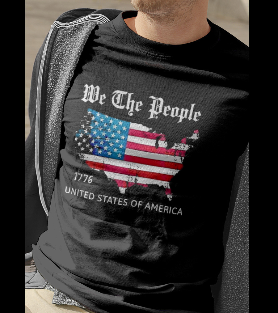 We The People 1776 Distressed USA Map Flag United States Of America T-Shirt