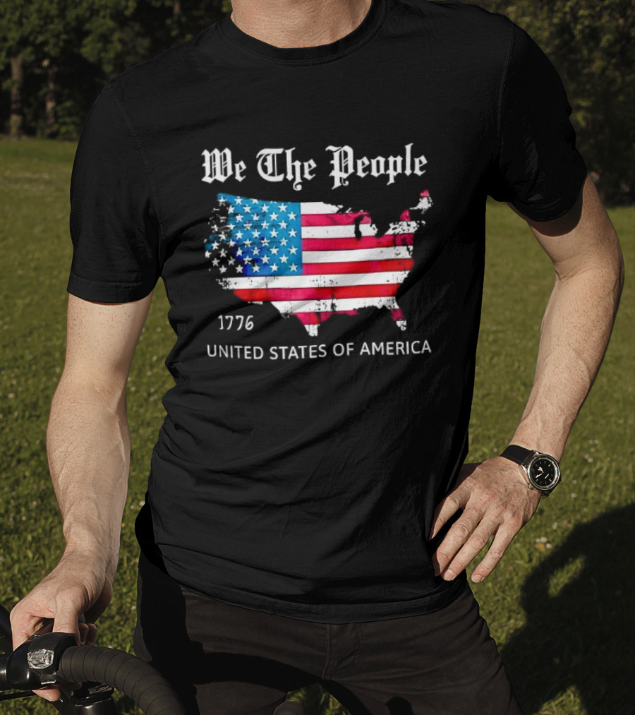 We The People 1776 Distressed USA Map Flag United States Of America T-Shirt