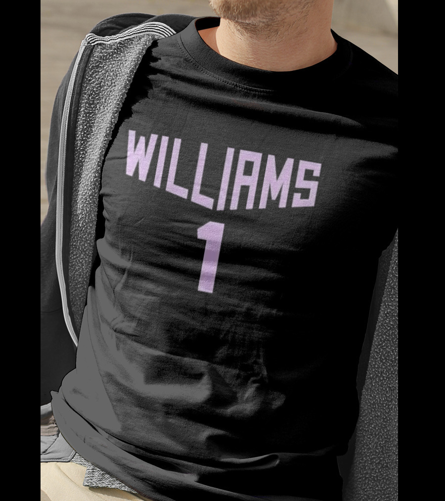 Williams 1 Purple Arched Block Font Jersey T-Shirt
