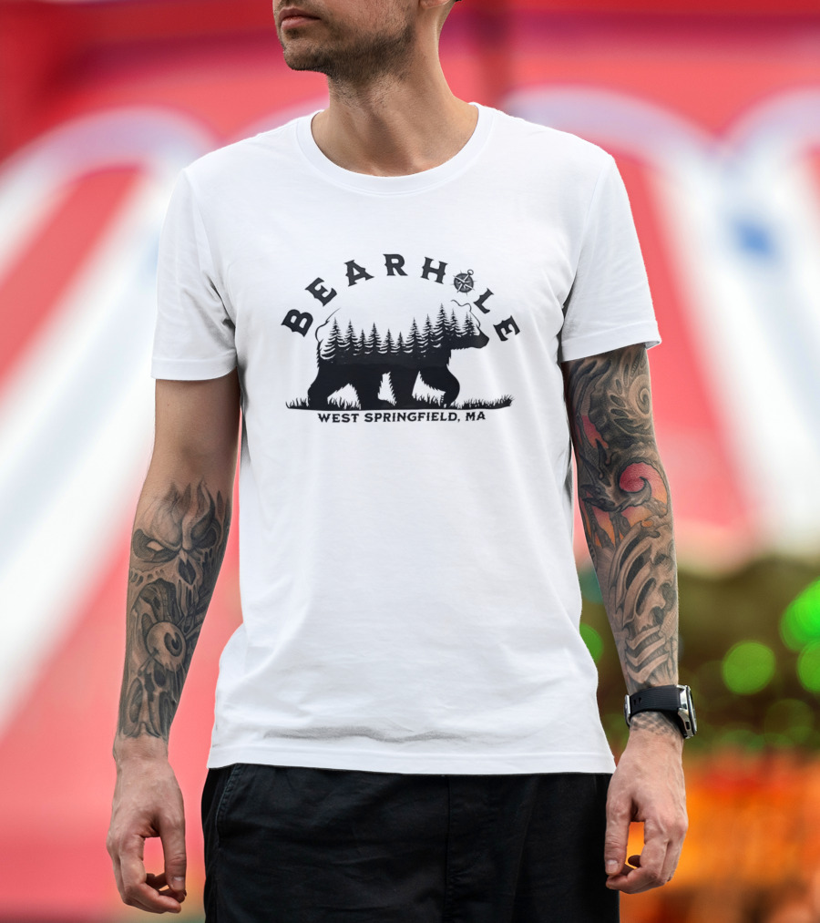 Bearhole West Springfield MA Bear Forest Landscape Compass T-Shirt