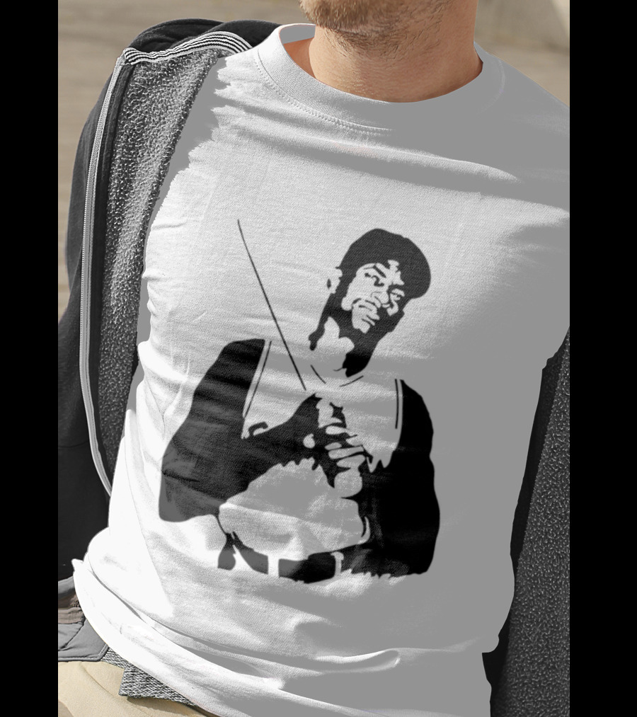 Black And White Stencil Baseball Batter Holding Bat T-Shirt