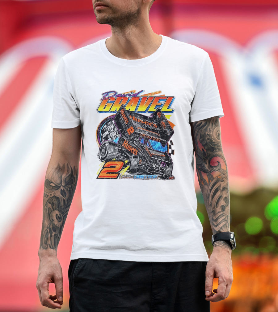 David Gravel Sprint Car Huset's Speedway Racing Connecticut 2 Orange And Blue T-Shirt