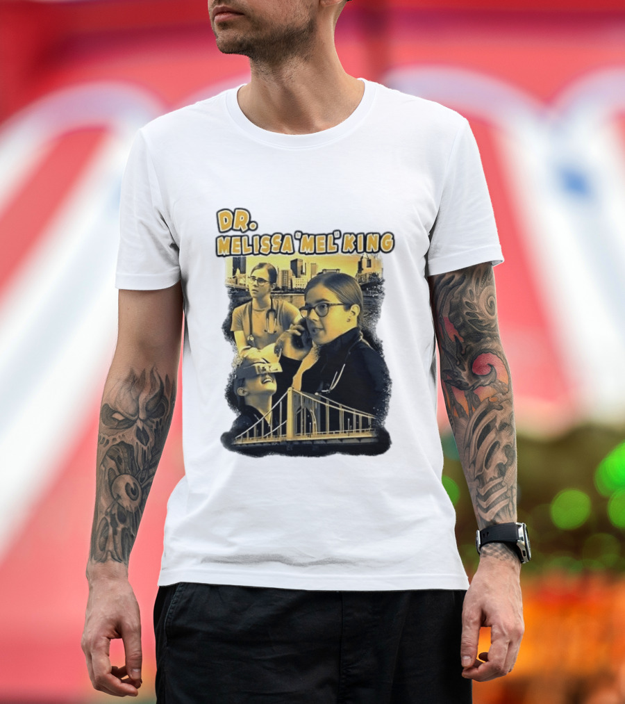 Dr Melissa Mel King Female Doctor Pittsburgh Yellow Bridge Collage T-Shirt