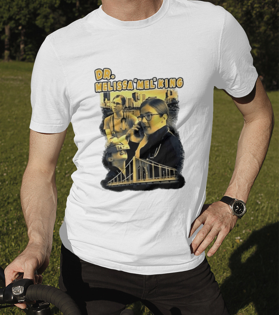 Dr Melissa Mel King Female Doctor Pittsburgh Yellow Bridge Collage T-Shirt