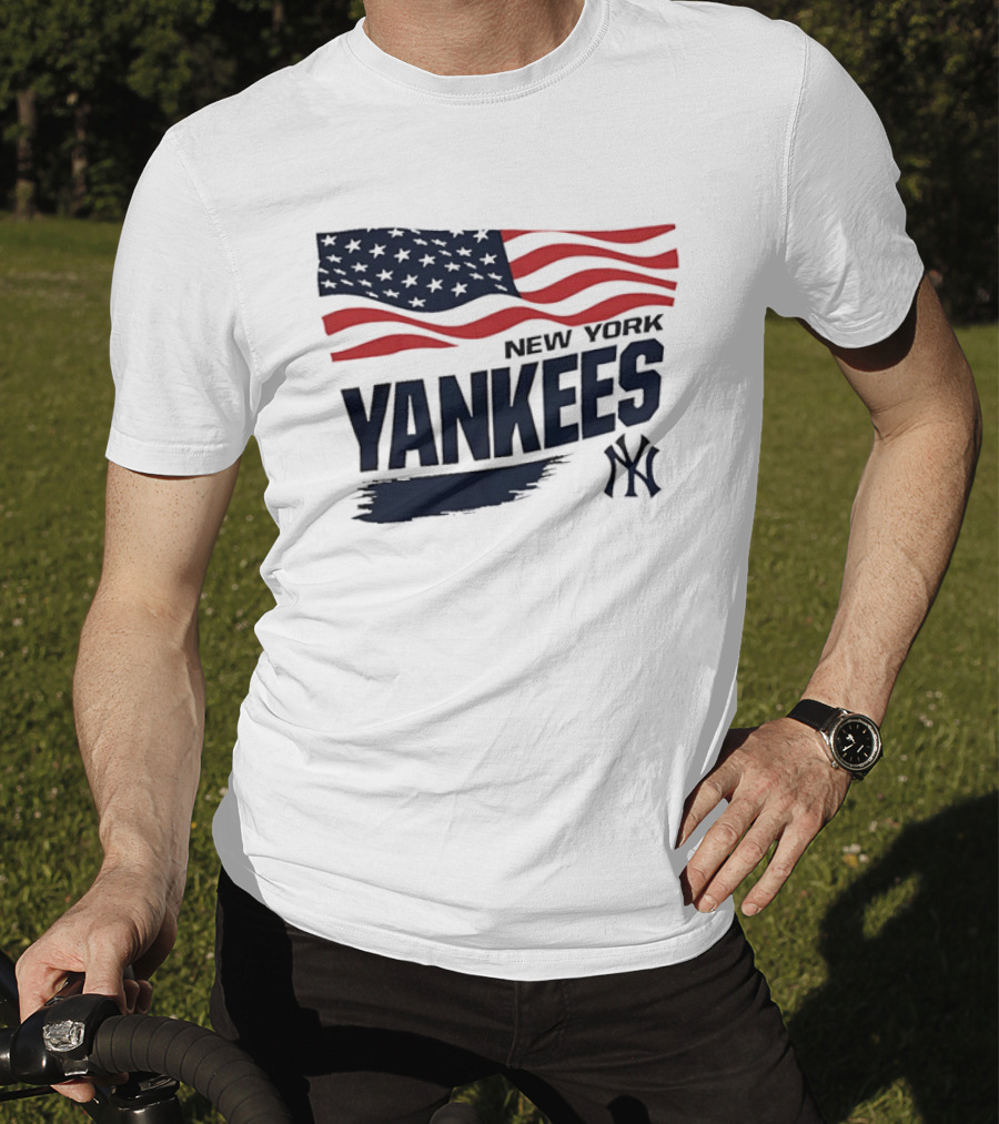 New York Yankees American Flag Brushstroke NY Yankees MLB T-Shirt