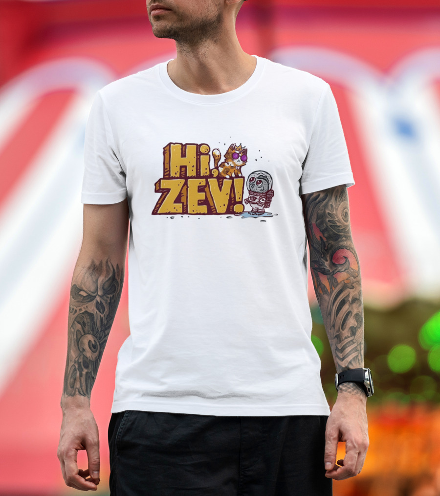Hi Zev Cartoon Calico Cat Sunglasses Astronaut Creature T-Shirt