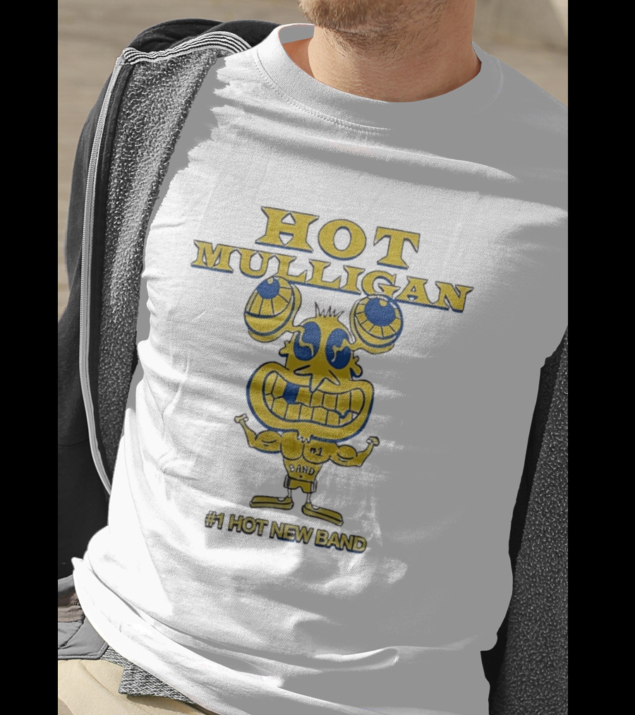 Hot Mulligan New Band Cartoon Flexing Biceps Yellow Version T-Shirt