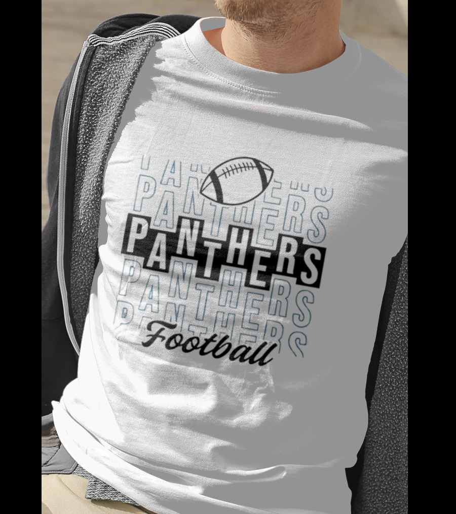 Panthers Football Gridiron Ball Panthers Line Blue T-Shirt