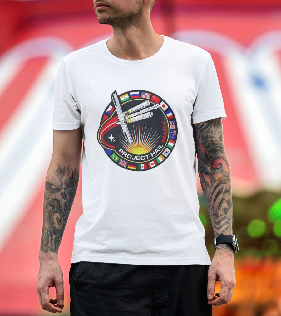 Project Hail Mary Ryland Grace Sci Fi Spacecraft Mission Flags T-Shirt