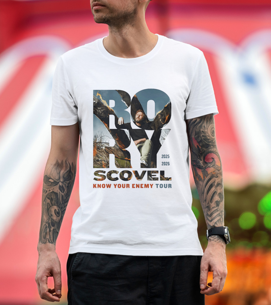 Rory Scovel Know Your Enemy Tour 2023 2026 Fire Backdrop T-Shirt