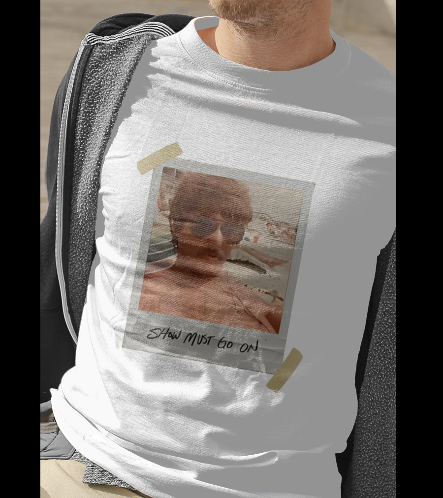Show Must Go On Man At Beach Retro Style Polaroid T-Shirt