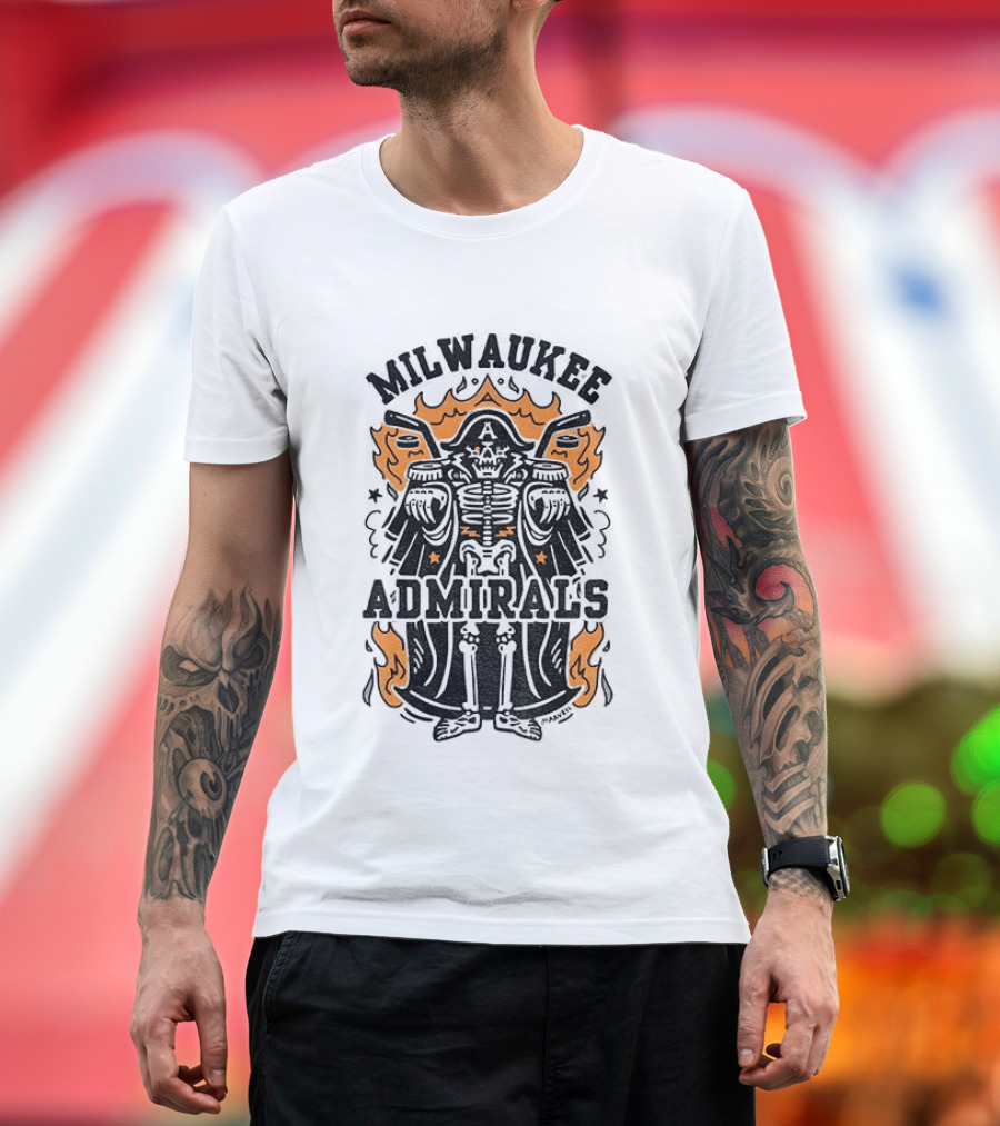 Milwaukee Admirals Skeleton Emblem Halloween T-Shirt