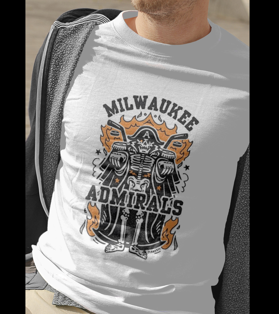 Milwaukee Admirals Skeleton Emblem Halloween T-Shirt