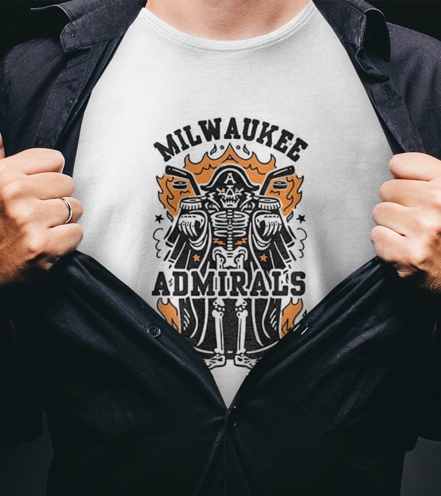 Milwaukee Admirals Skeleton Emblem Halloween T-Shirt
