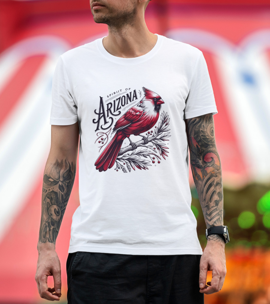 Arizona Red Cardinal Spirit Perched On Branch Berries T-Shirt