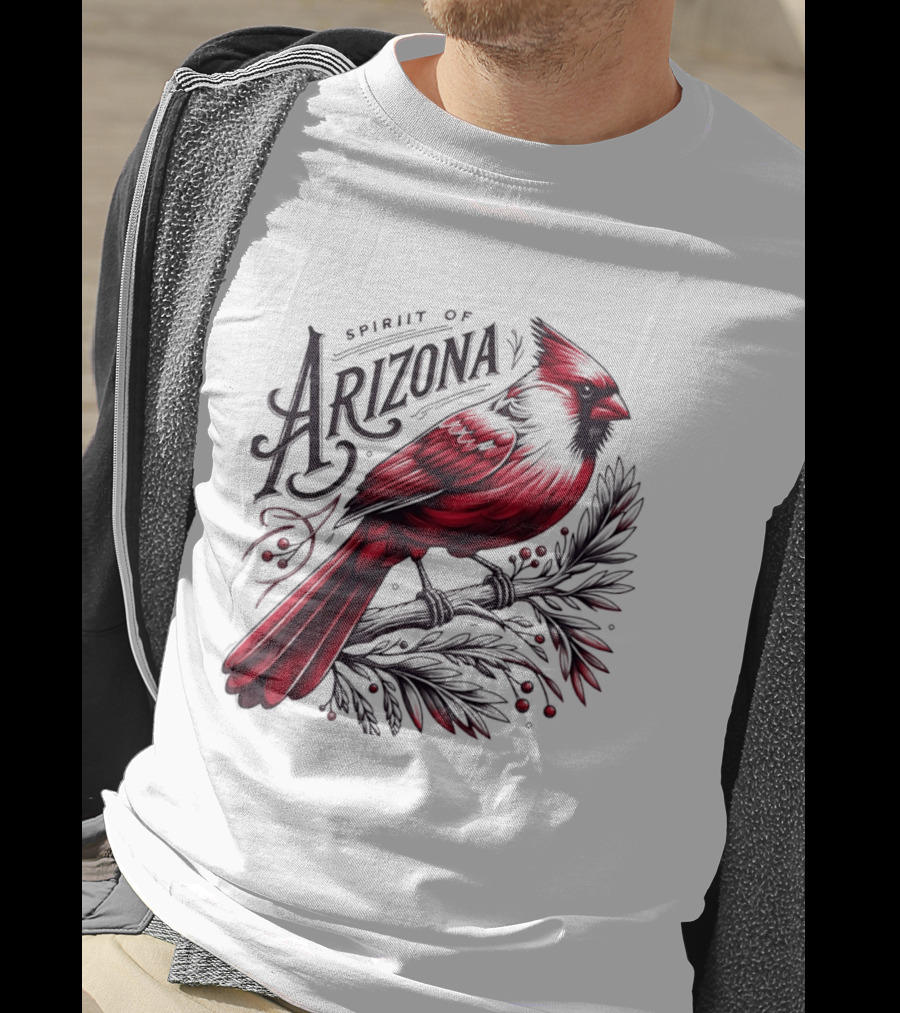 Arizona Red Cardinal Spirit Perched On Branch Berries T-Shirt