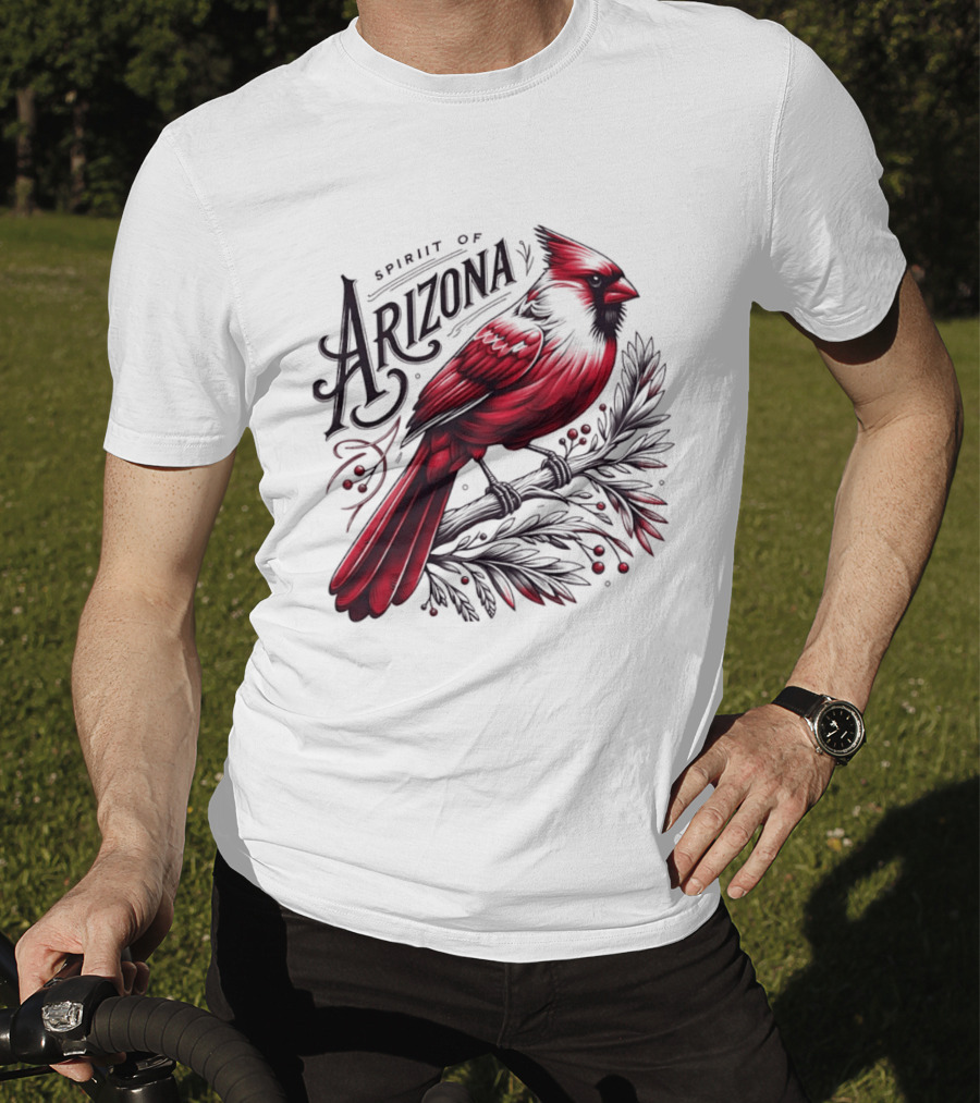 Arizona Red Cardinal Spirit Perched On Branch Berries T-Shirt