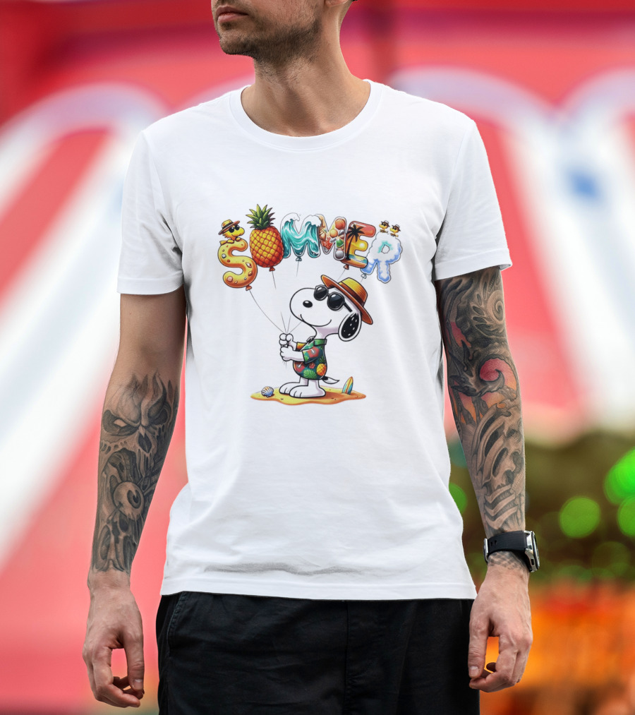 Snoopy Summer Sunglasses Pineapple Beach Balloons Fun T-Shirt