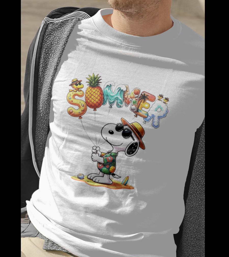 Snoopy Summer Sunglasses Pineapple Beach Balloons Fun T-Shirt