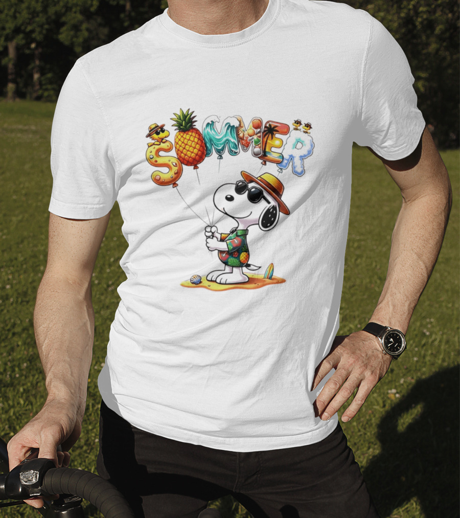 Snoopy Summer Sunglasses Pineapple Beach Balloons Fun T-Shirt