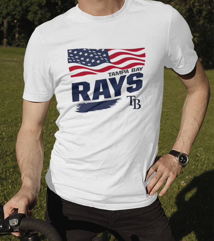 Tampa Bay Rays MLB American Flag Brush Stroke TB T-Shirt