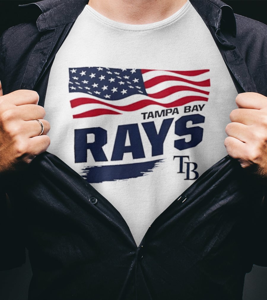 Tampa Bay Rays MLB American Flag Brush Stroke TB T-Shirt