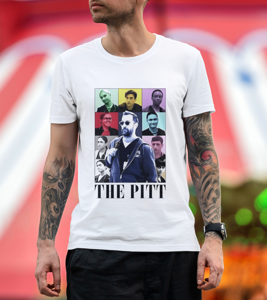 The Pitt Colorful Pop Grid Doctor Portraits Bearded Man In Sunglasses T-Shirt