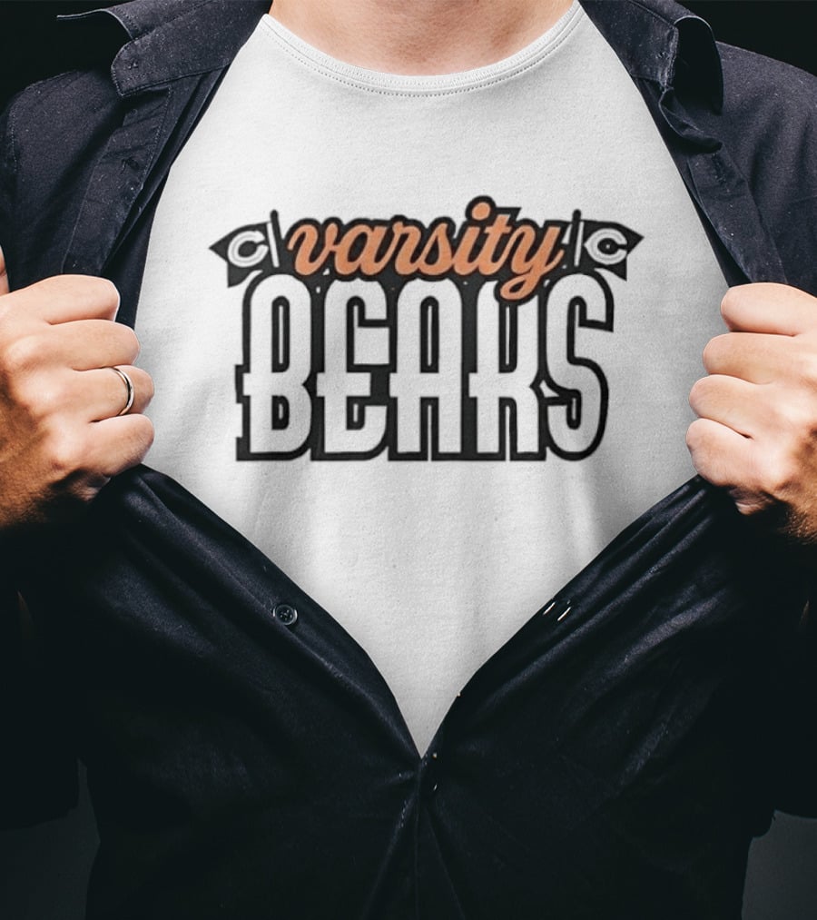 Varsity Bears Banner Peach Script Block Lettering Flags T-Shirt
