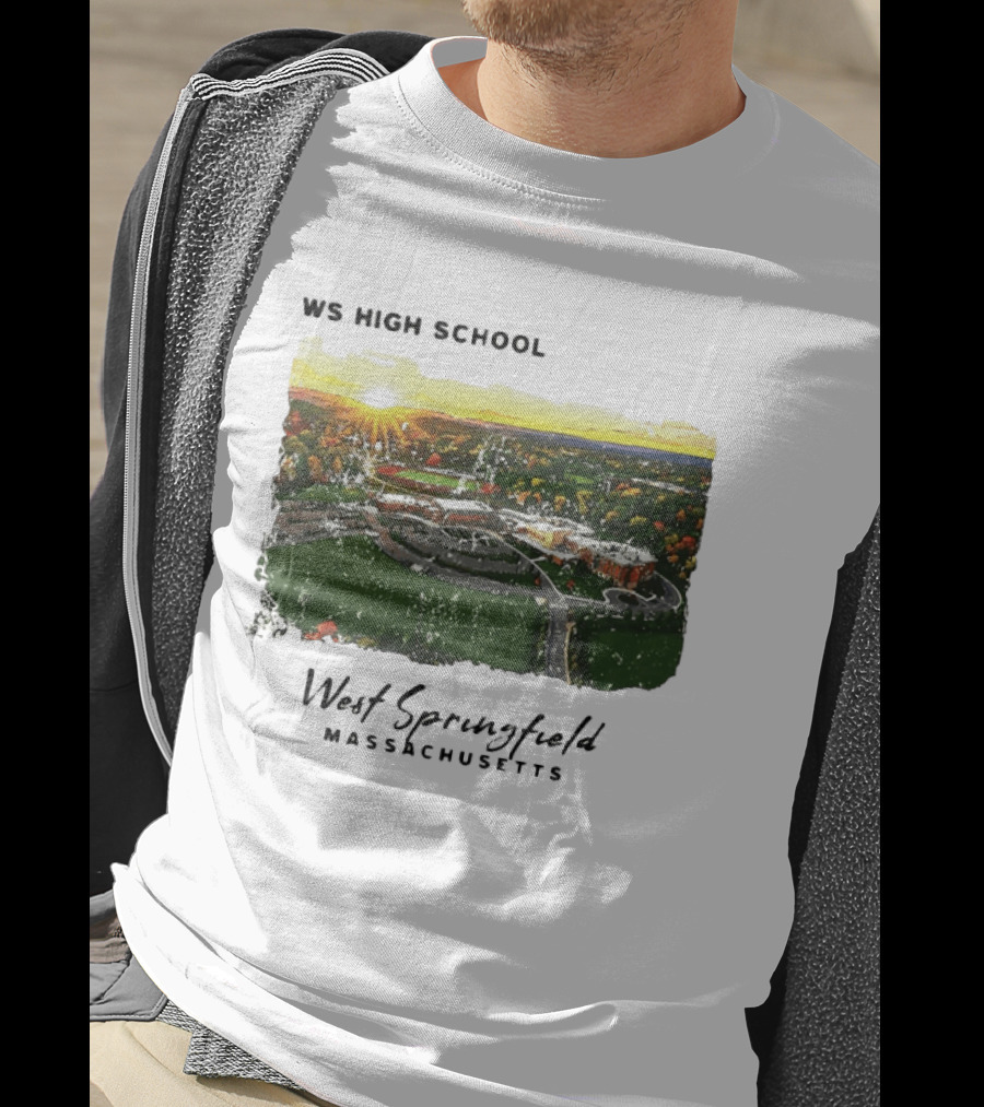 WS High School West Springfield Massachusetts Aerial Sunset Campus Landscape T-Shirt