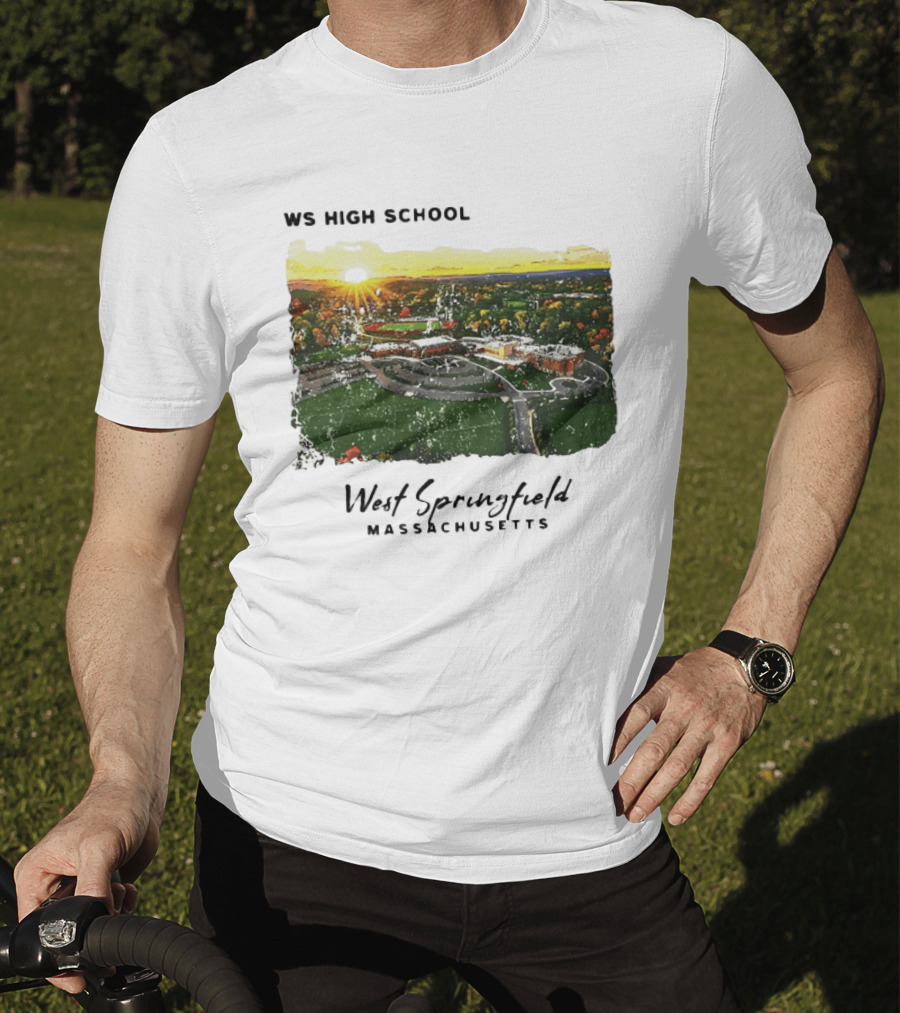WS High School West Springfield Massachusetts Aerial Sunset Campus Landscape T-Shirt