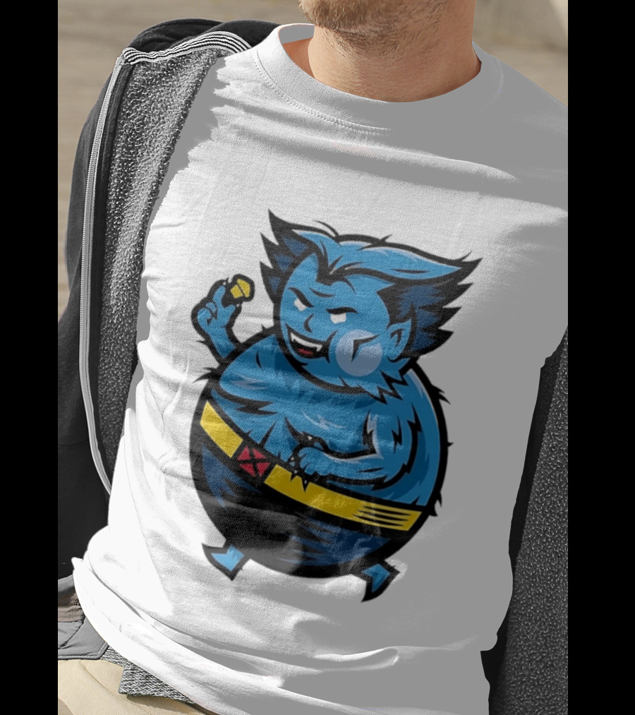 X Men Beast Caricature Cartoon Blue Character Cupcake T-Shirt