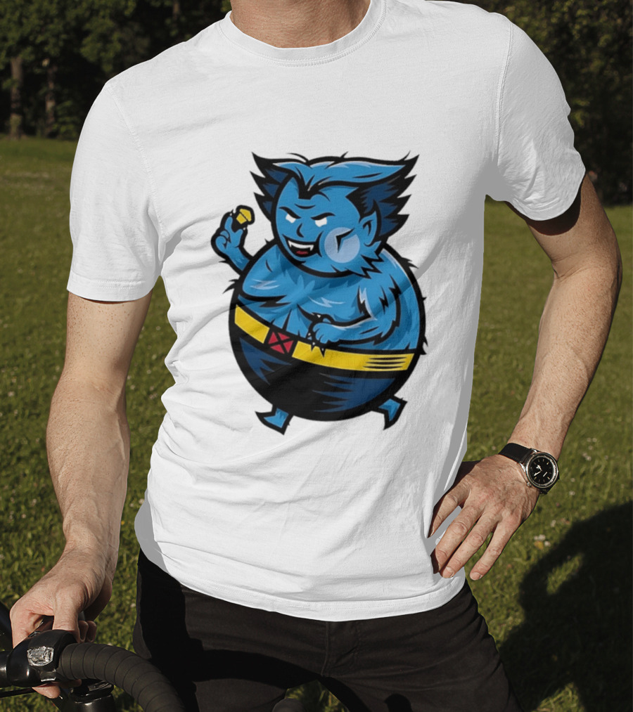 X Men Beast Caricature Cartoon Blue Character Cupcake T-Shirt