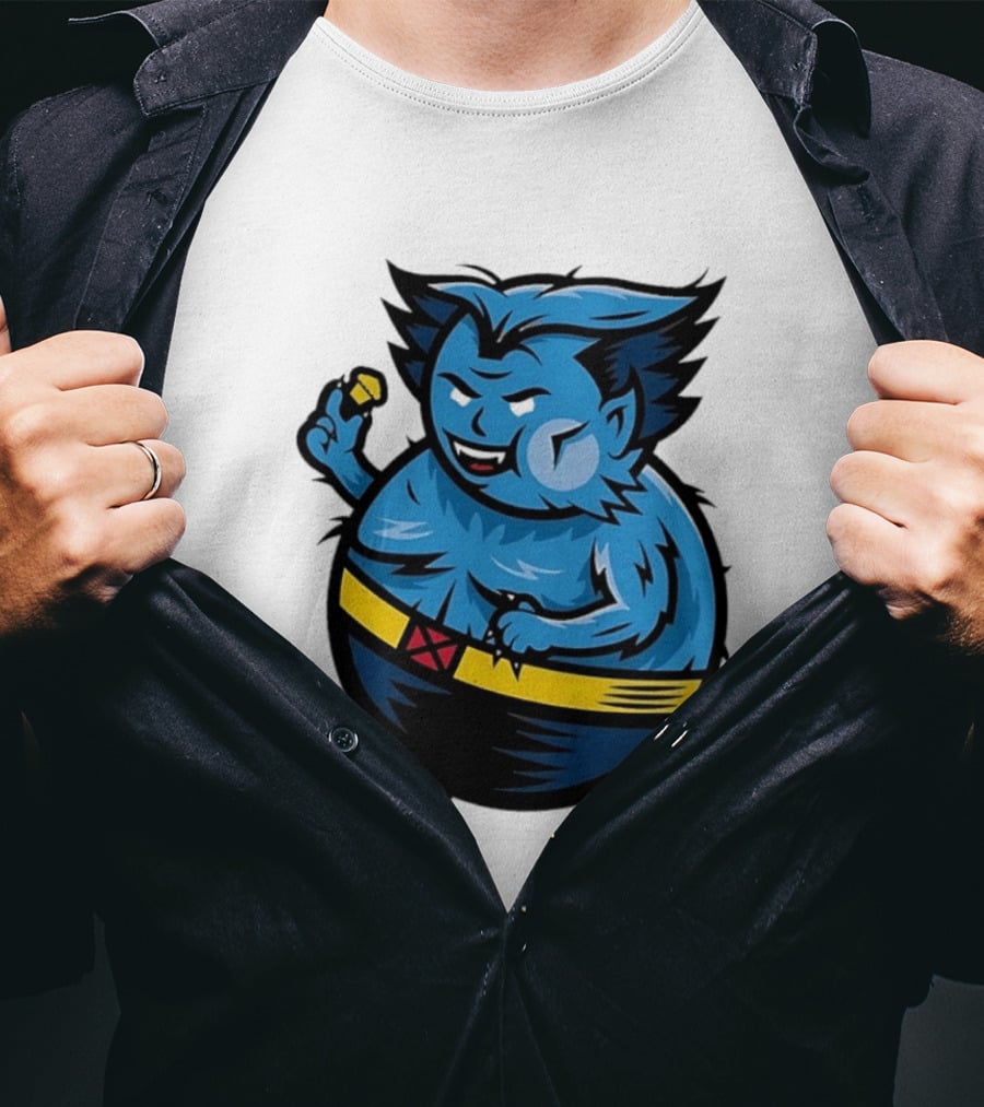 X Men Beast Caricature Cartoon Blue Character Cupcake T-Shirt