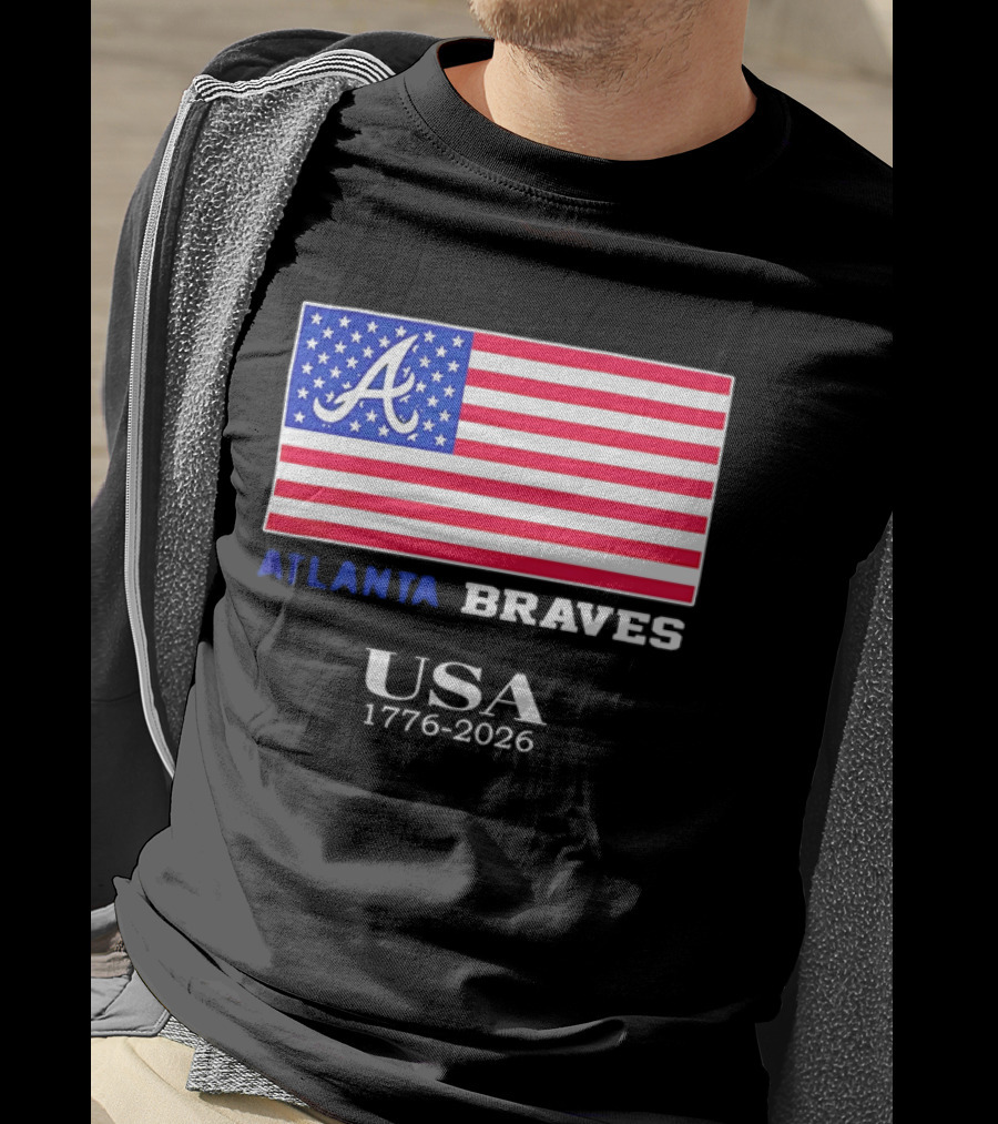 Atlanta Braves USA 1776 2026 American Flag Script A T-Shirt