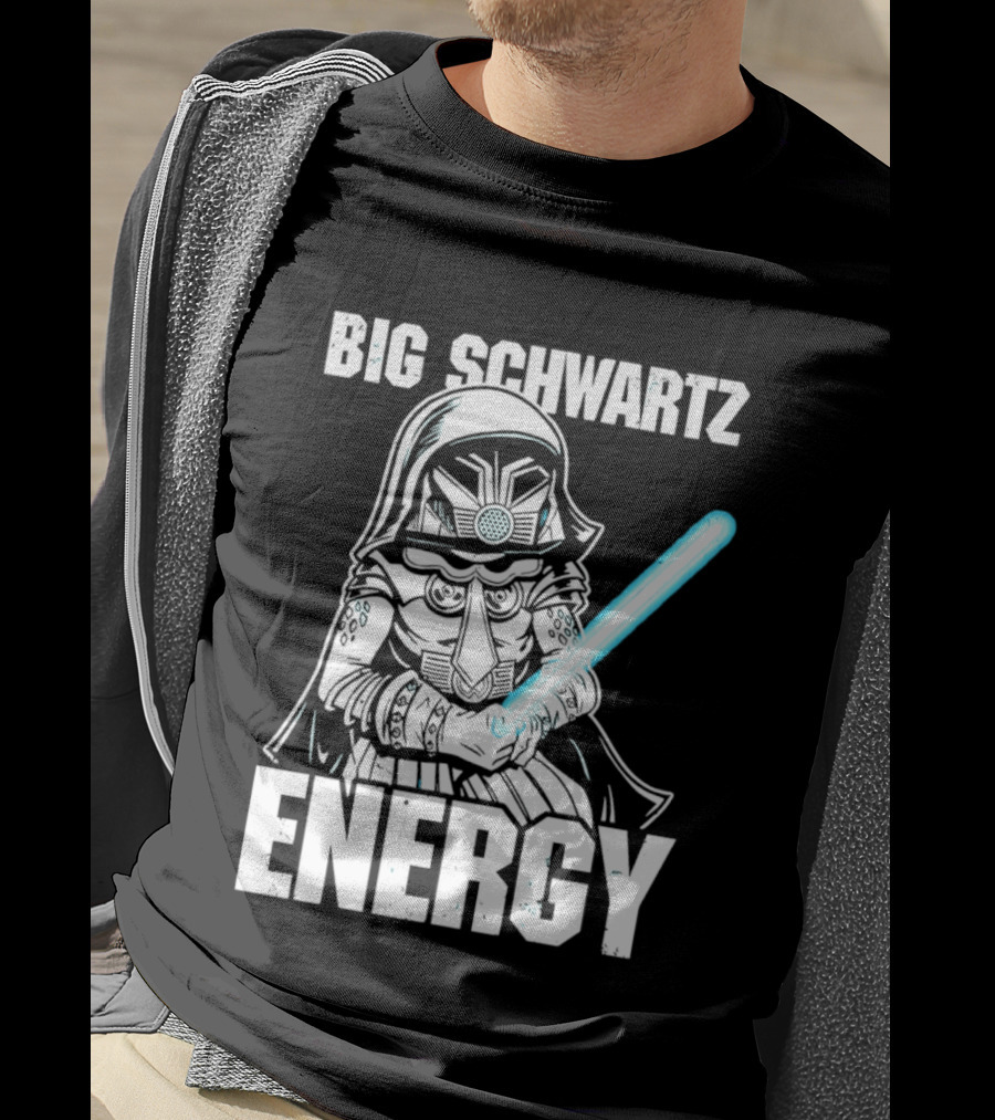 Big Schwartz Energy Dark Helmet Glowing Blue Sword T-Shirt