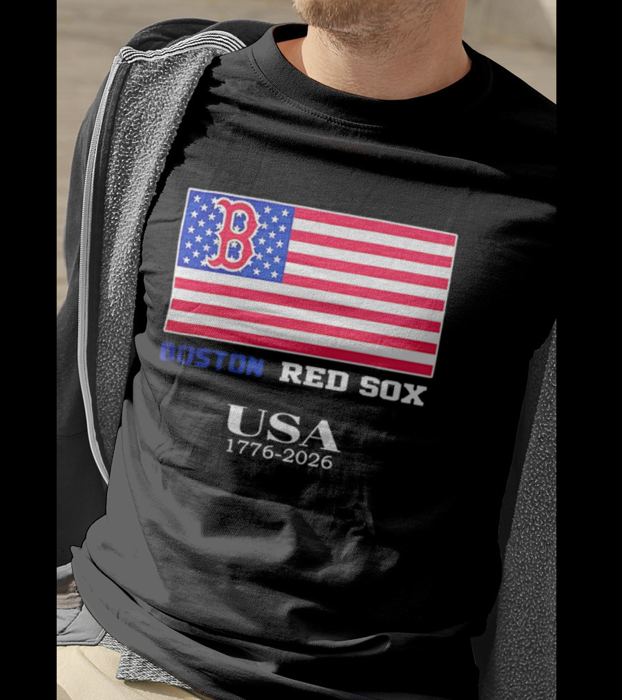 Boston Red Sox USA 1776 2026 American Flag White Stars T-Shirt