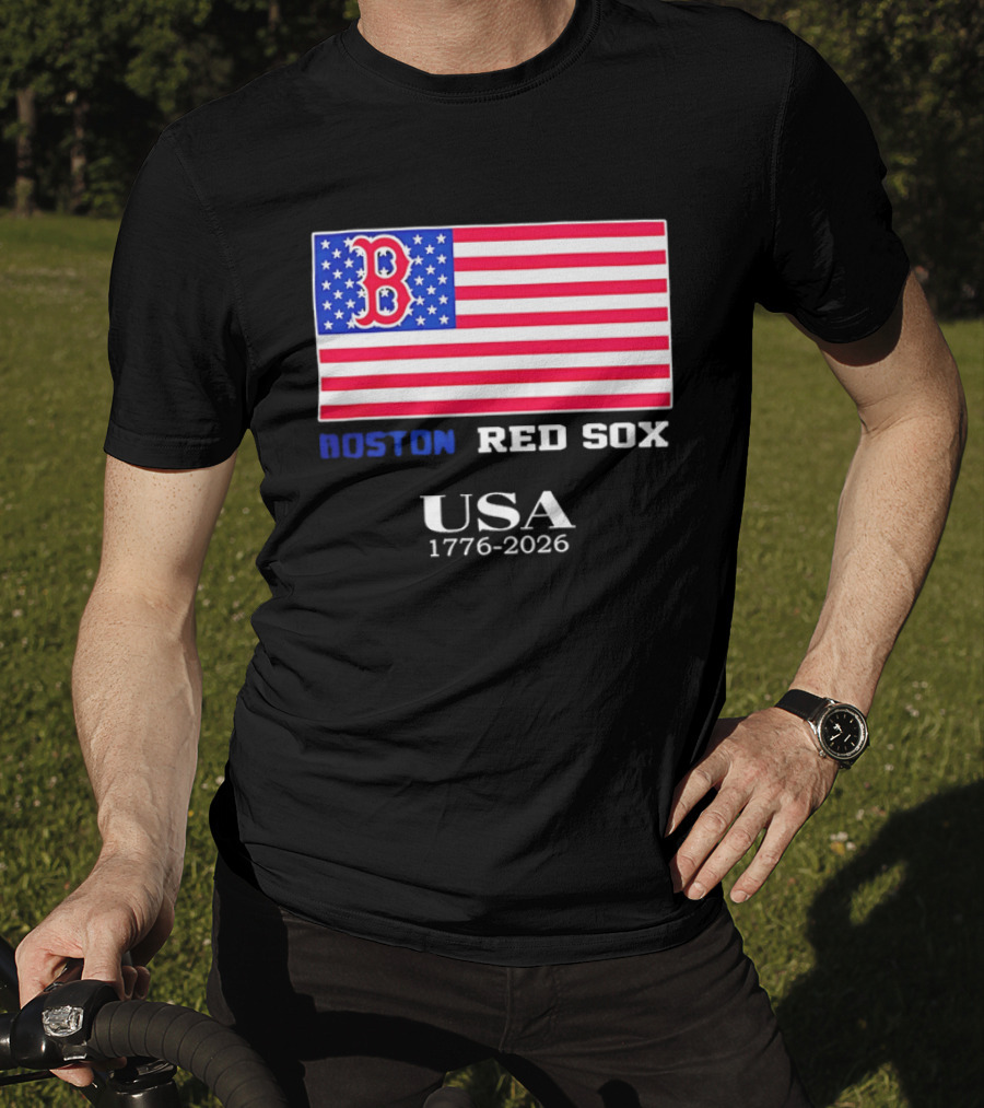 Boston Red Sox USA 1776 2026 American Flag White Stars T-Shirt