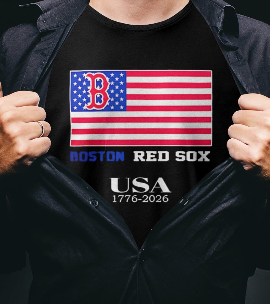 Boston Red Sox USA 1776 2026 American Flag White Stars T-Shirt
