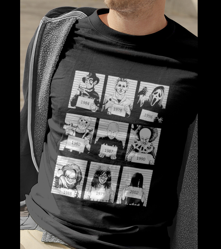 Horror Movie Villain Shot Infamous Characters Collage T-Shirt